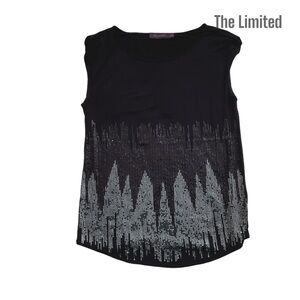 THE LIMITED Women Black  Sequins Bedazzle Sleeveless Tank Top - Size Small